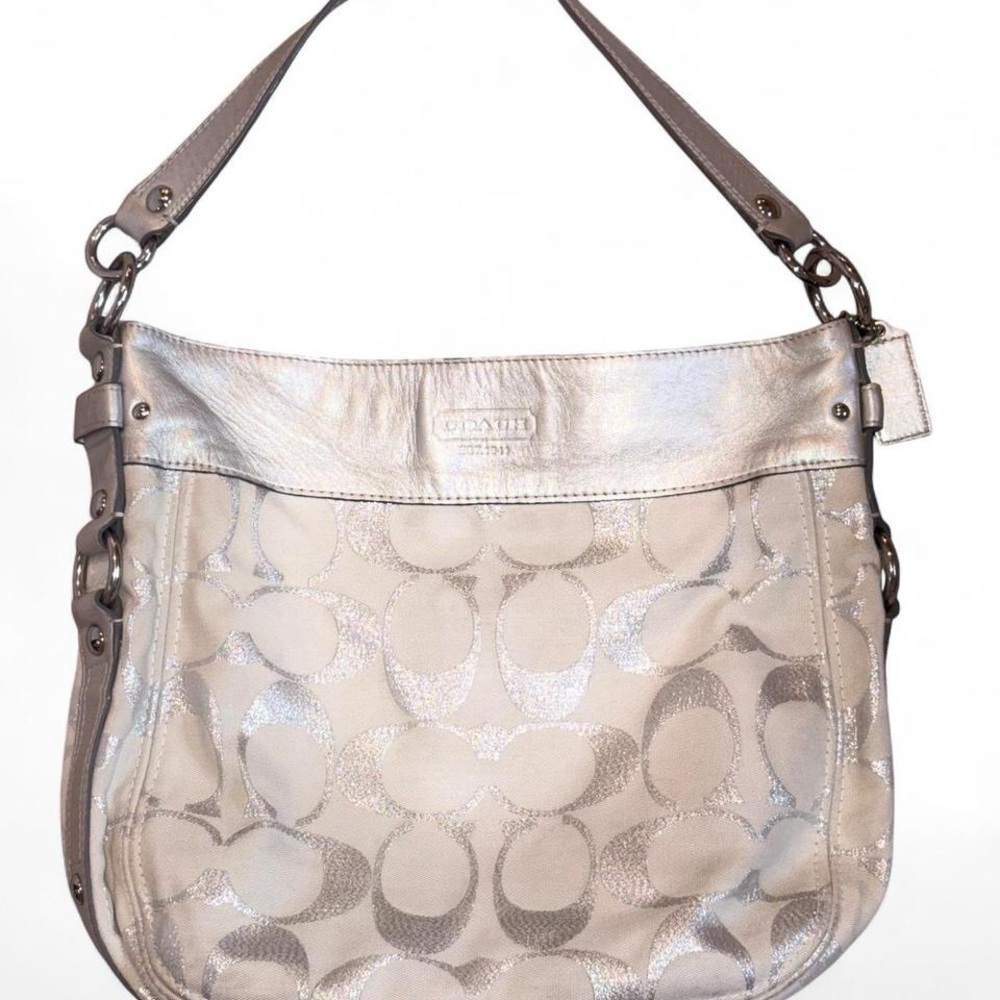 Coach Vintage Metallic Silver and Cream Women's Hobo Bag